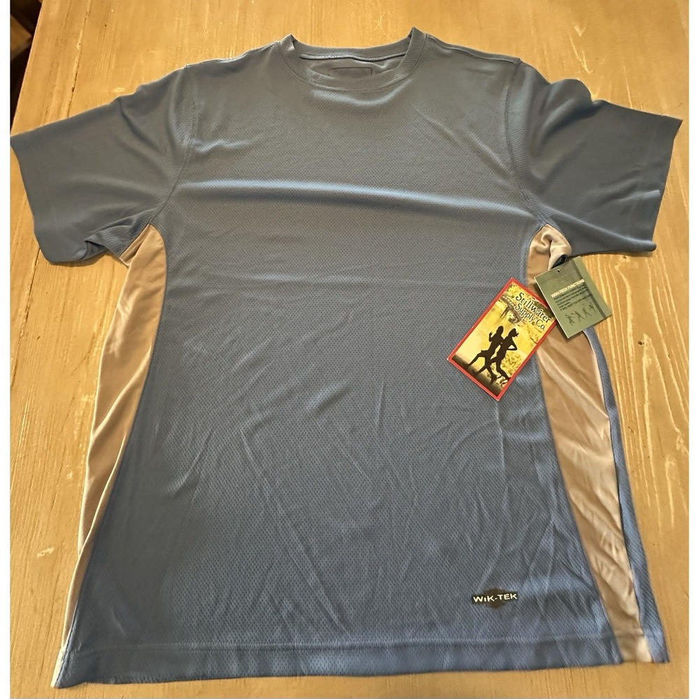 Stillwater Supply Co Men's Blue Wik-Tek Short Sleeve Crewneck Shirt Size Large